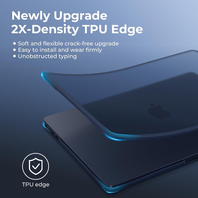 BlueSwan Anti-Cracking Hard Shell Case Compatible with MacBook Air 13 inch M4 M3 M2 2026 2025-2022 A3240 A3113 A2681, Drop Protection Soft TPU Bumper PC Base for Air 13.6 inch, Frosted Midnight - Image 3